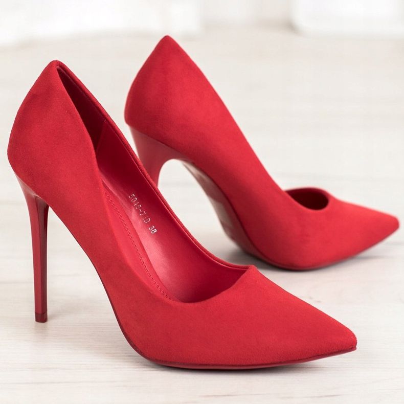 Small Swan Red Stilettos With Suede 1