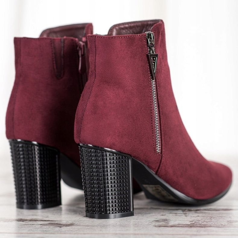 Suede boots with a zipper VINCEZA red 1