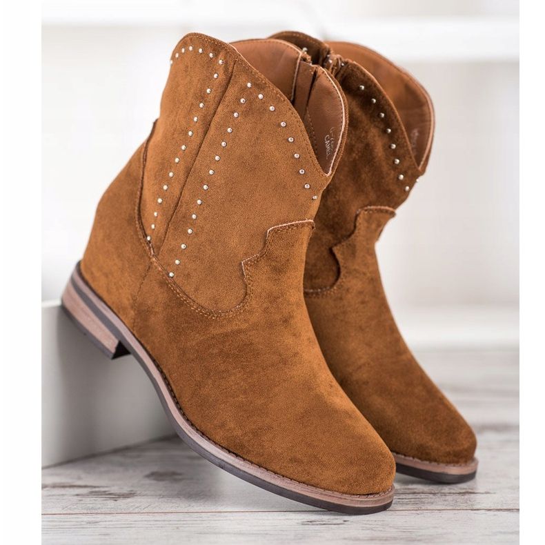 Ideal Shoes Fashionable brown cowboy boots 2 Ideal Shoes Fashionable brown cowboy boots 2