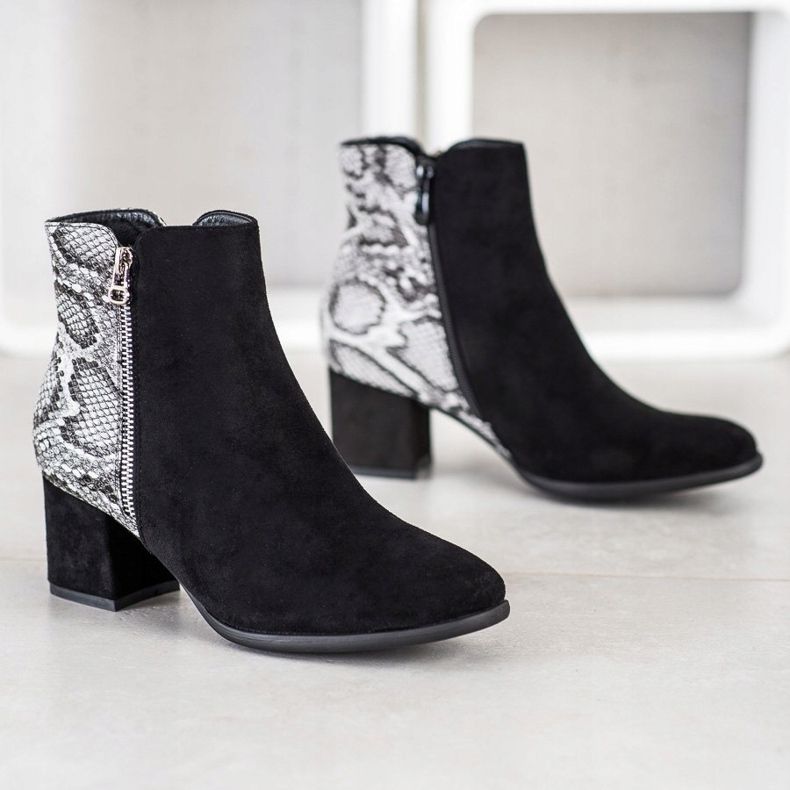 Filippo Snake Print Booties black grey 1