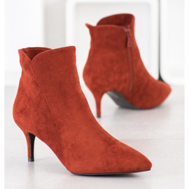 Kylie Suede Booties On A High Heel brown orange 2