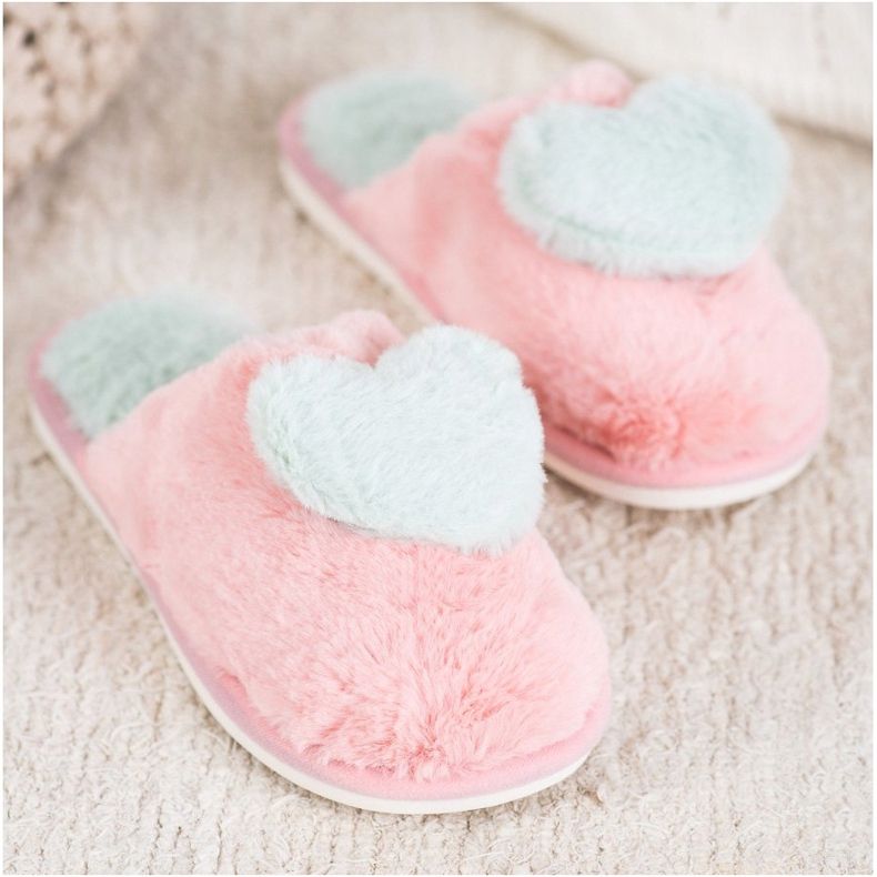 Bona Slippers With A Heart pink grey 1
