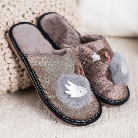 Bona Stylish Slippers With Application beige brown 1