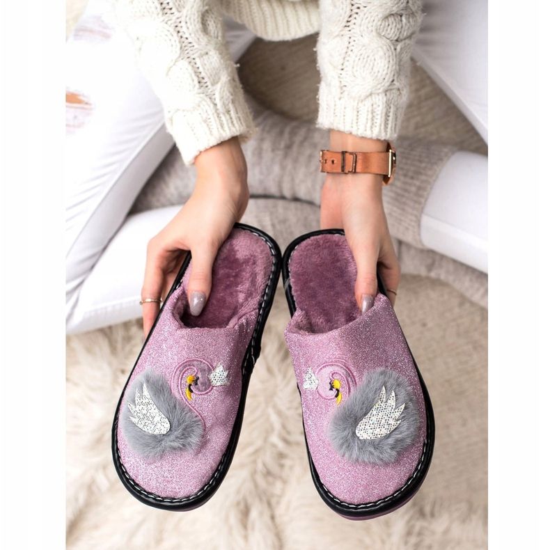 Bona Stylish Slippers With Application violet silver grey 1