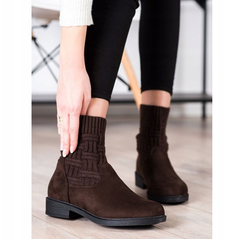 SHELOVET Slip-on Suede Booties brown 1