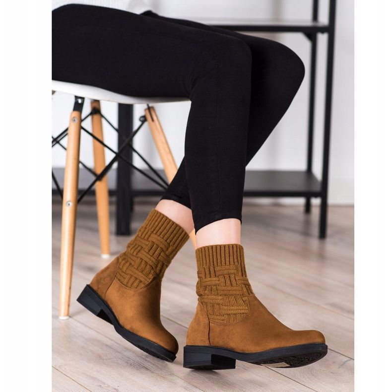 SHELOVET Slip-on Suede Booties brown 1
