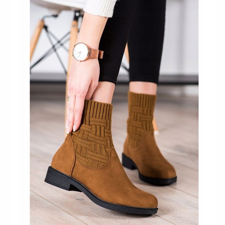 SHELOVET Slip-on Suede Booties brown 2