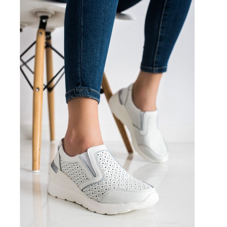 Goodin White Leather Slip-On Sneakers 2