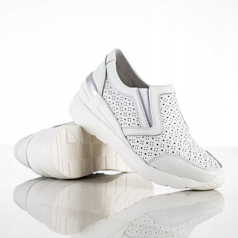 Goodin White Leather Slip-On Sneakers 1
