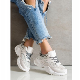 SHELOVET Gray Snake Print Sneakers beige 1
