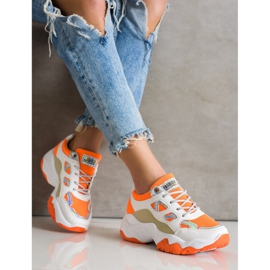 SHELOVET Fashion Lace-up Sneakers white orange multicolored 1