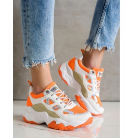 SHELOVET Fashion Lace-up Sneakers white orange multicolored 2