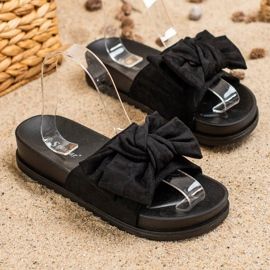 Seastar Slippers With A Bow black 1