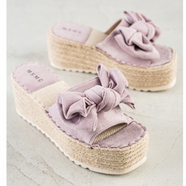 SHELOVET Slippers On The Platform With A Bow violet 1