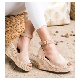 SHELOVET Beige Wedge Sandals 1