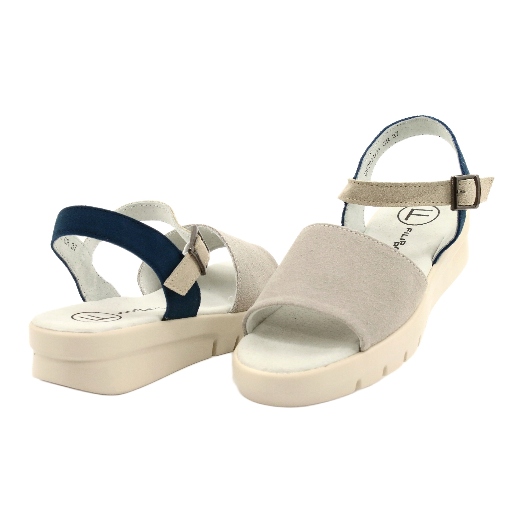 Comfortable Sandals Leather Filippo Ds21 21 Gr Blue Grey Butymodne Pl