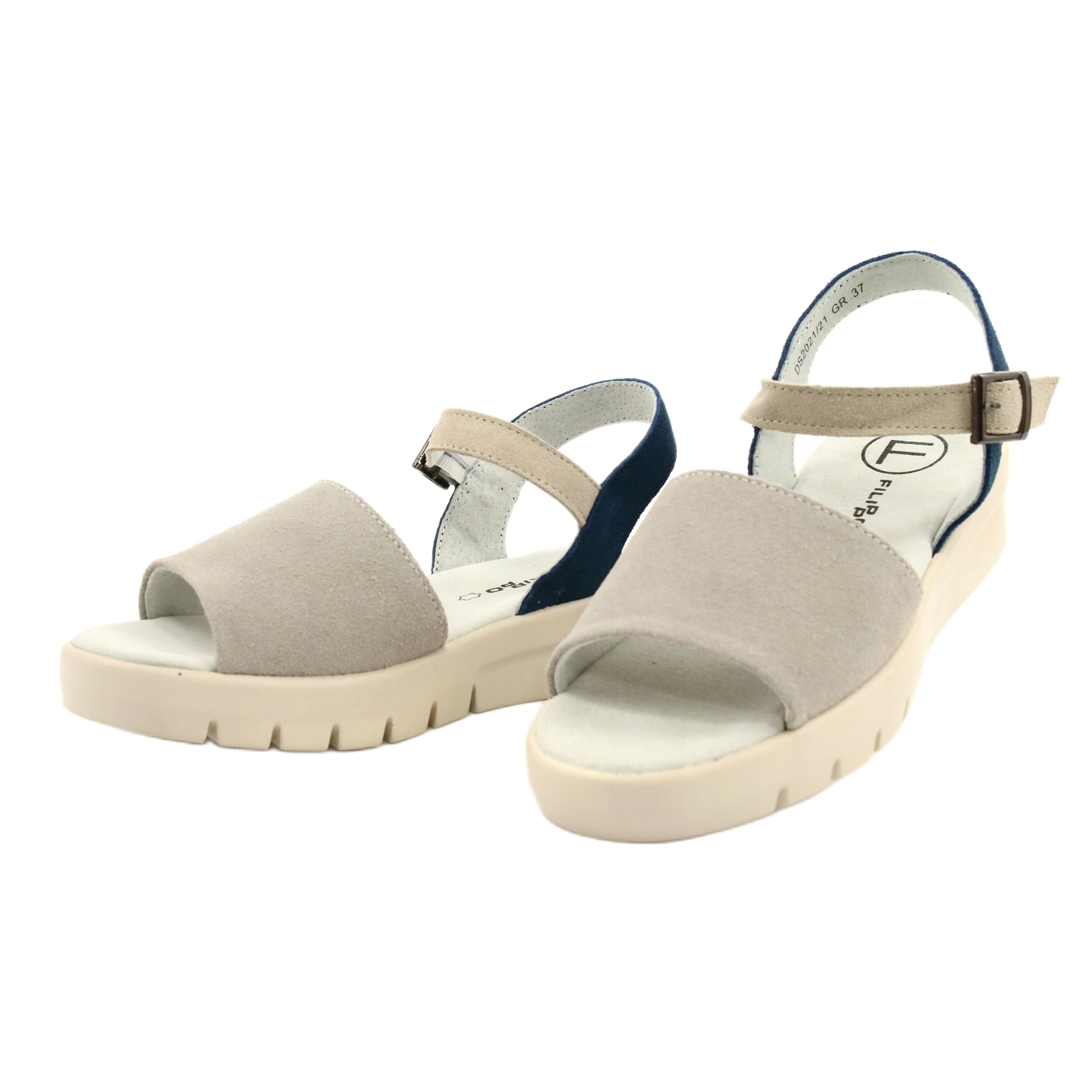 Comfortable Sandals Leather Filippo Ds21 21 Gr Blue Grey Butymodne Pl