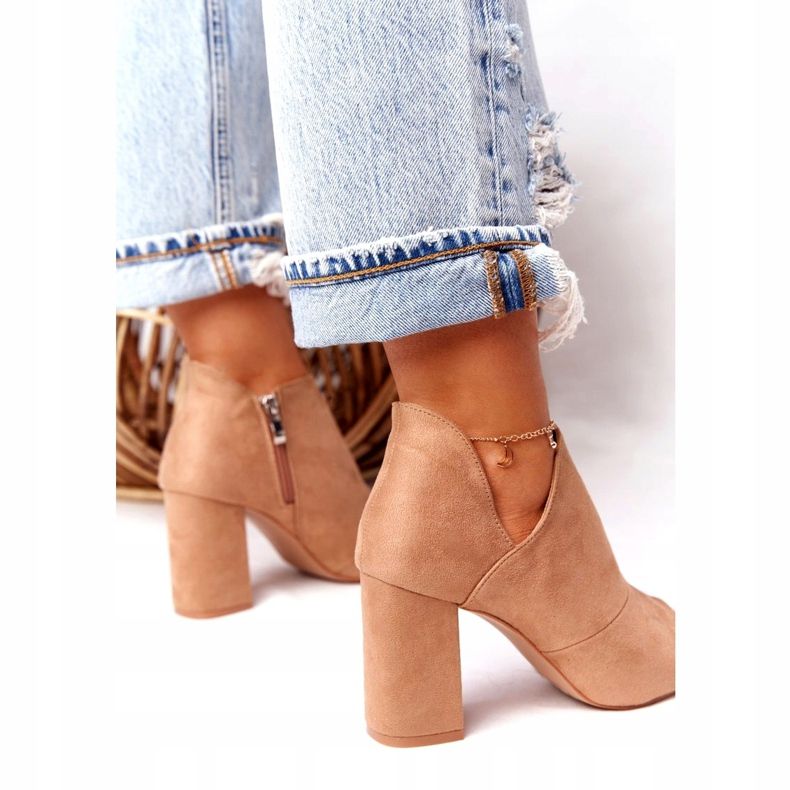Spring Suede Boots On A Post Vinceza 21-17095 Beige 1