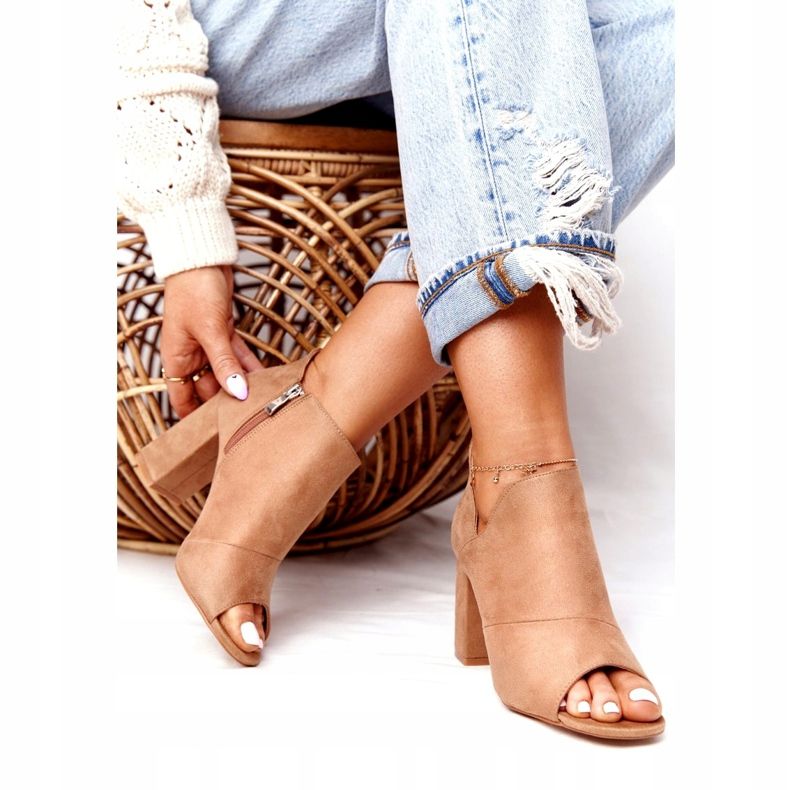 Spring Suede Boots On A Post Vinceza 21-17095 Beige 2