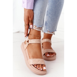 PS1 Beige Turn Around Sandals With Quilting Platform 2