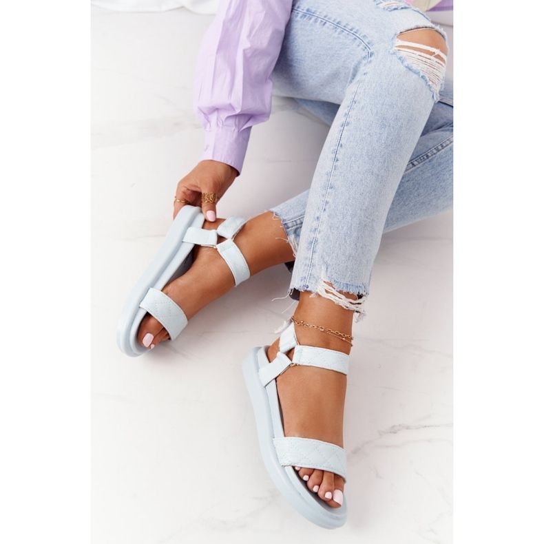PS1 Blue Turn Around Sandals With Quilting Platform 1