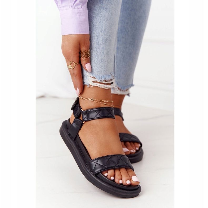 PS1 Black Turn Around Sandals With Quilting On The Platform 2