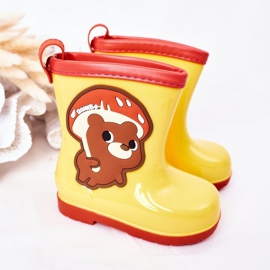 Children's Yellow Galoshes With A Teddy Bear 2