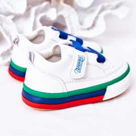 Apawwa Children's Sneakers With Ribbed White And Navy Blue Baxter 1