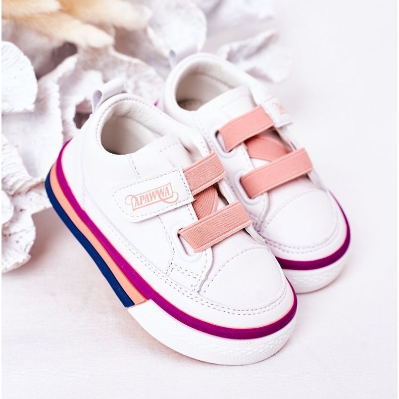 Apawwa Children's Sneakers With Ribbed White And Pink Baxter 2