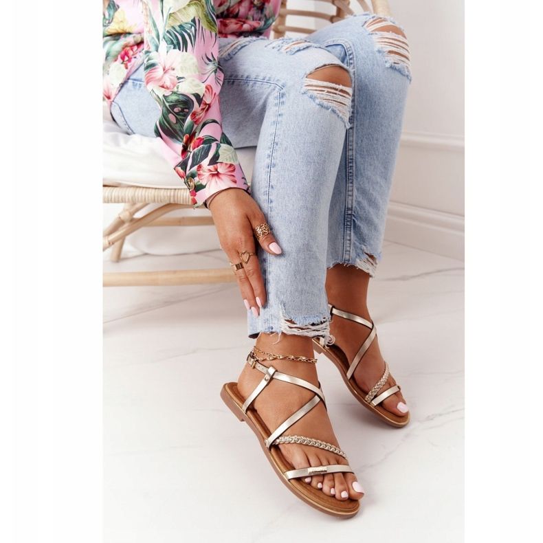 S.Barski Sandals With Braid S. Bararski 152-1 Gold golden 1