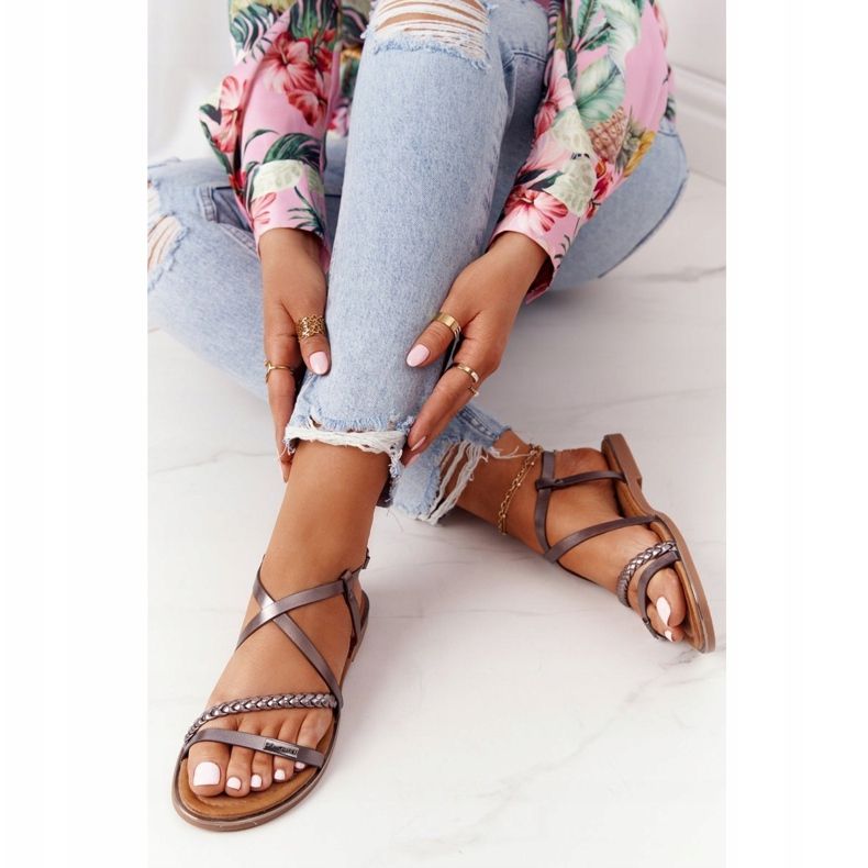 S.Barski Sandals With Braid S. Bararski 152-1 Copper multicolored 1