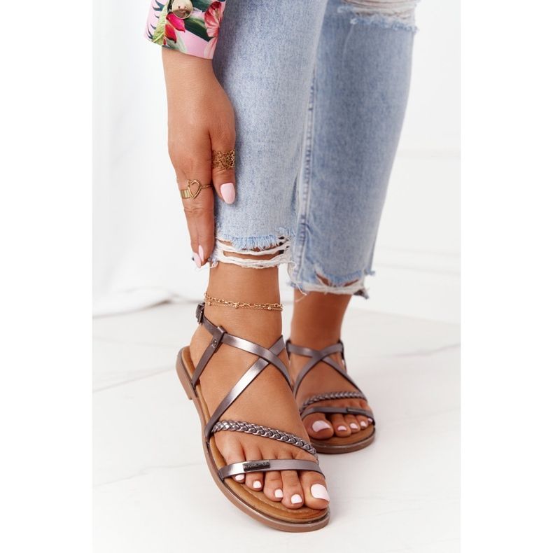 S.Barski Sandals With Braid S. Bararski 152-1 Copper multicolored 2