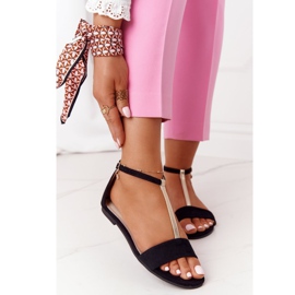 S.Barski Elegant Suede Sandals S. Bararski 541-7 Black 1