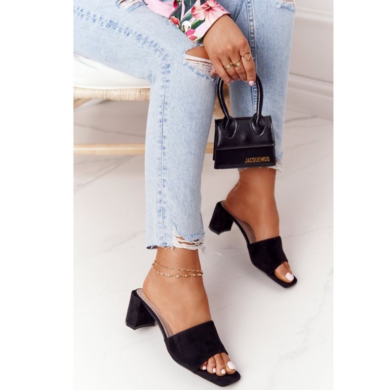 Suede sandals on high heel S.Barski 238-S1 Black 1