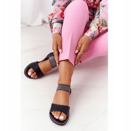 S.Barski Black Sandals With Ribbed S. Bararski 934-19 1