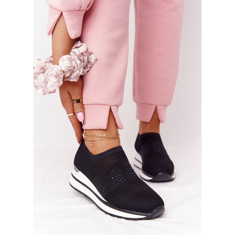 Openwork Sneakers Slip-On On Wedge Black Sophia white 1