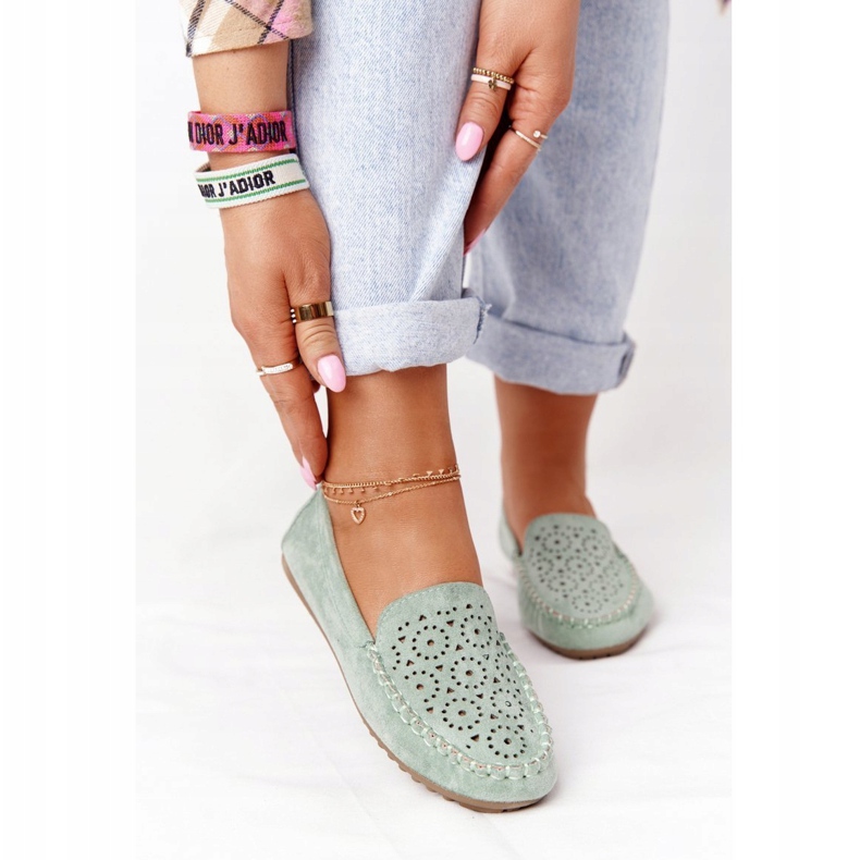Women's Green Molly suede loafers 1