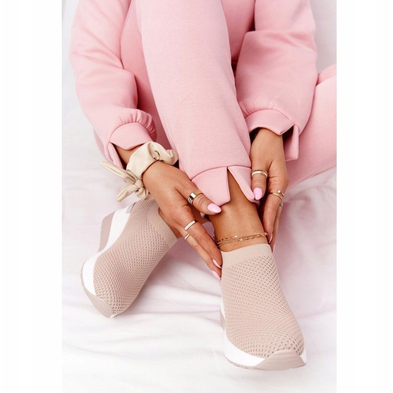 Openwork Sneakers Slip-On On Wedge Beige Harmony white 1