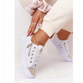Women's Sneakers With A Zipper White-Gold Festival golden 2