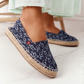 Espadrilles On A Braided Platform Big Star AA274628 Navy Blue beige 1