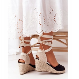 PG1 Black Nelly Tied Wedge Sandals With Braids beige 1