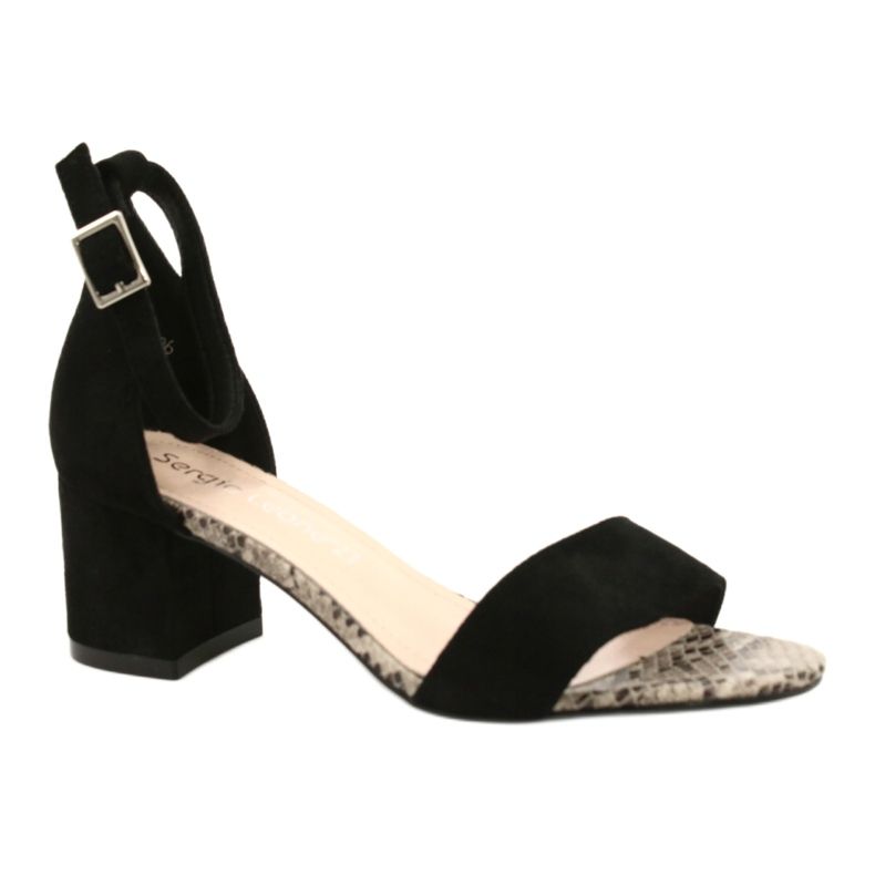 Sandals on a low post Sergio Leone SK839 beige brown black 2