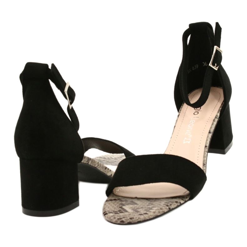 Sandals on a low post Sergio Leone SK839 beige brown black 4