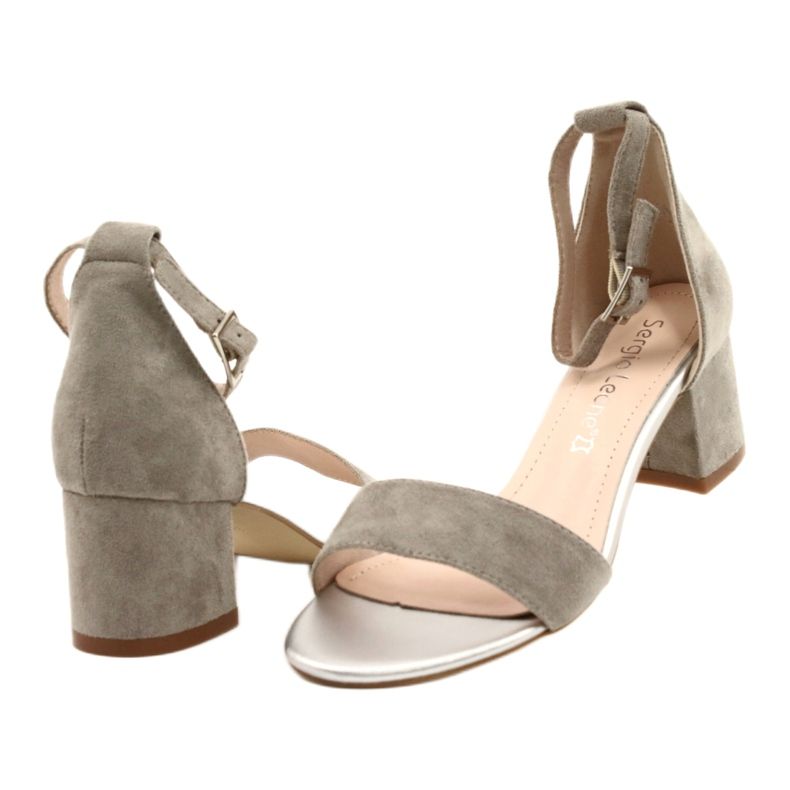 Sergio Leone Sandals on a low eco pillar SK839 silver 4