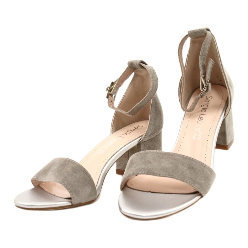 Sergio Leone Sandals on a low eco pillar SK839 silver 3 Sergio Leone Sandals on a low eco pillar SK839 silver 3