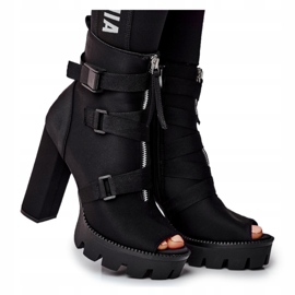PS1 Women's Ankle Boots Open Toe Black Gladios 3