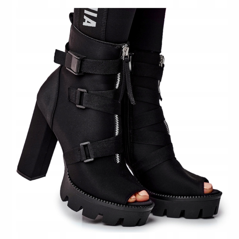 PS1 Women's Ankle Boots Open Toe Black Gladios 3