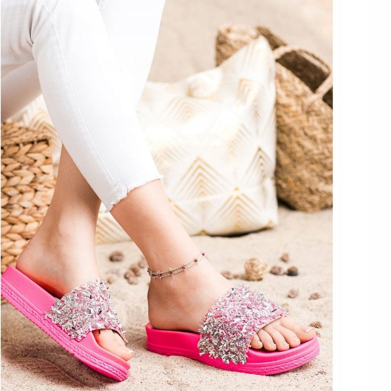 Seastar Fashion Crystal Slippers pink 1