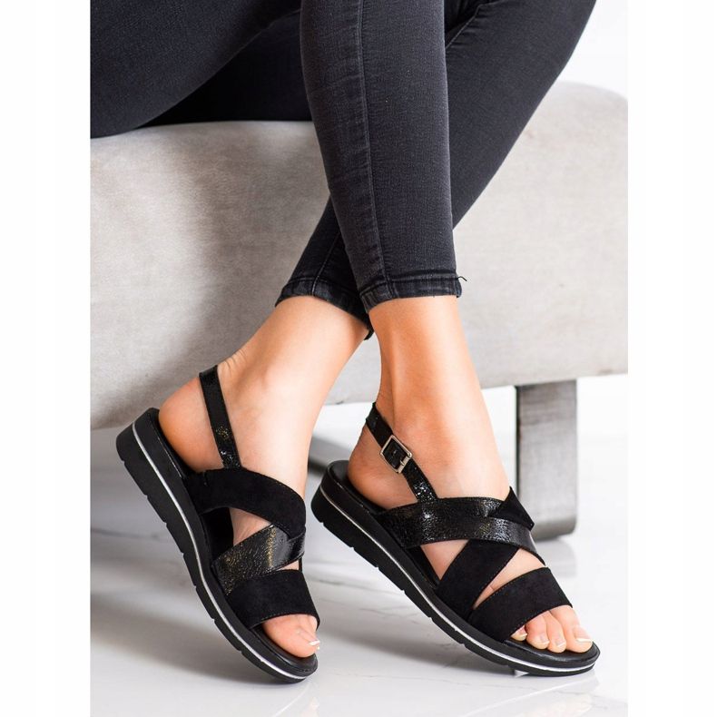 Fashionable Sandals With Sergio Leone Buckle black 1