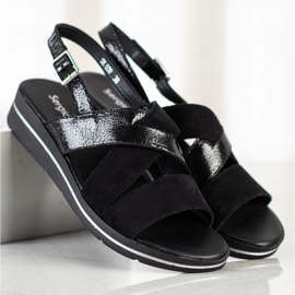 Fashionable Sandals With Sergio Leone Buckle black 2